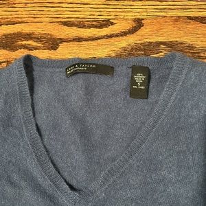 Cashmere, Lord and Taylor v-neck sweater, small, blue